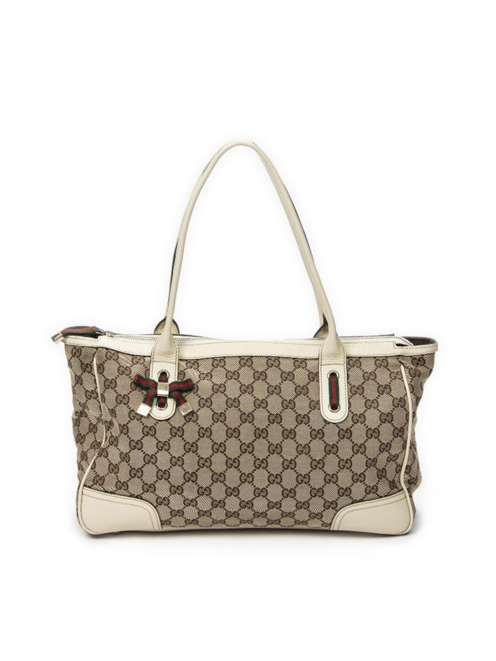 Gucci Medium Princy Tote Bag White Beige GG Canvas